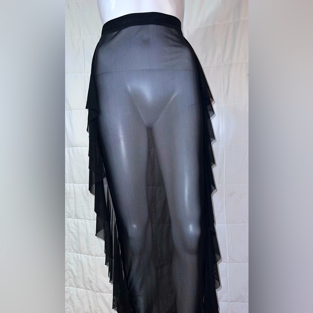 Fashion Nova Black Polyester Cover Up Skirt
